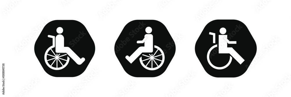 Handicap icon Sign set in black and white. Handicap icon Sign set in black and white.