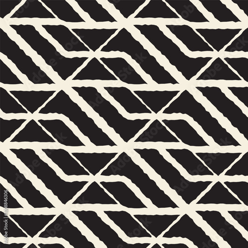 Vector seamless pattern.Geometric ornament with repeating angular lines