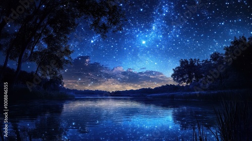 Starry Night Reflected in a Serene Lake