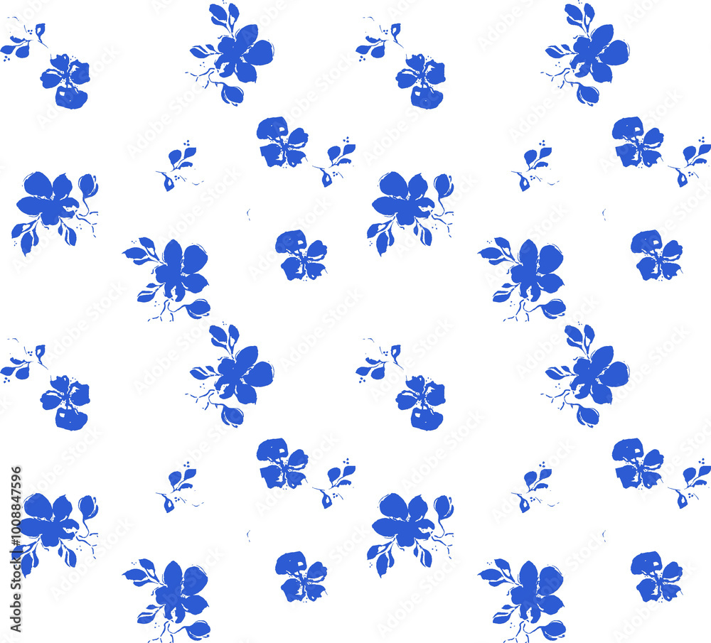 Seamless wlue and White floral pattern tile for fabric, giftwrap and wallpaper