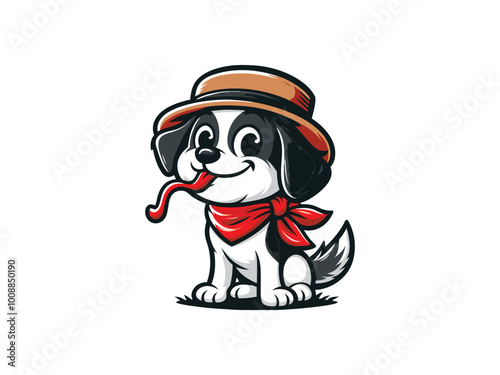 Charlie Dog logo design. Cartoon dog face. Colorful dog logo design template. Vector illustration Animal logotype concept.