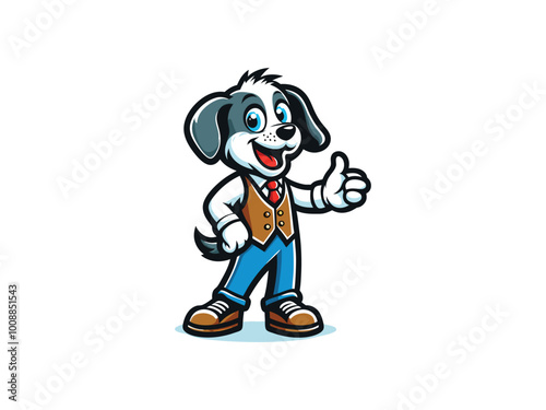 Charlie Dog logo design. Cartoon dog face. Colorful dog logo design template. Vector illustration Animal logotype concept.