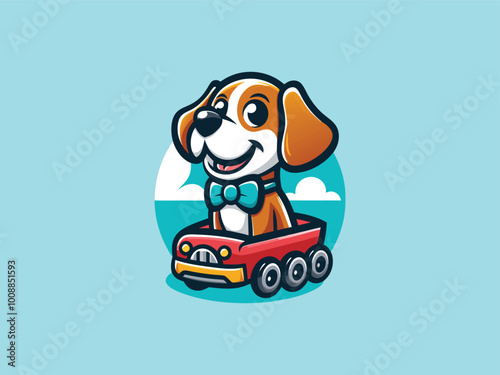 Charlie Dog logo design. Cartoon dog face. Colorful dog logo design template. Vector illustration Animal logotype concept.