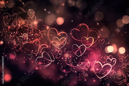 Romantic glowing hearts background