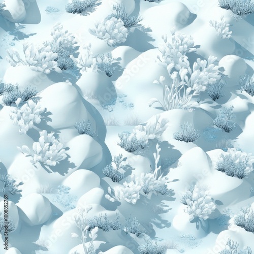 Serene Winter Wonderland with Snow-Covered Pines and Tranquil Landscape