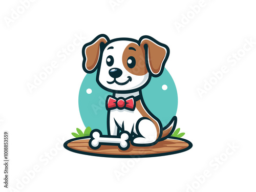 Charlie Dog logo design. Cartoon dog face. Colorful dog logo design template. Vector illustration Animal logotype concept.