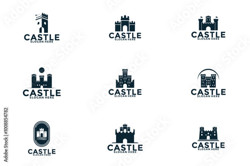 Set of Castle logo vector, Castle Kingdom logo design