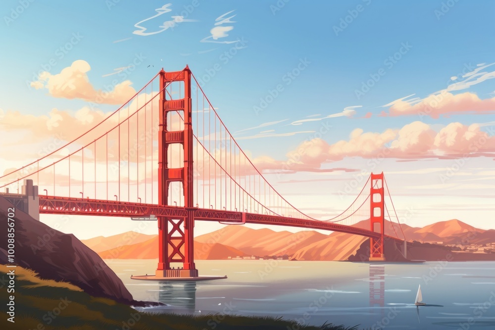 Fototapeta premium Landscape bridge long architecture.