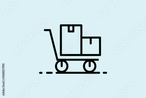 Cart carrying cardboard boxes, delivery and logistics concept.