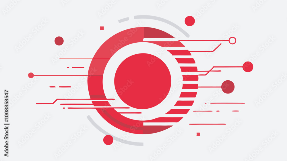 Obraz premium Abstract background red circle surrounded by design elements. Bright, digital theme, possibly related to blogging.