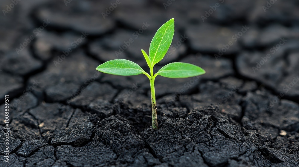New Life Sprouting From Cracked Earth Growth Sustainability Environment Concept New Life Sprouting From Cracked Earth Growth Sustainability Environment Concept
