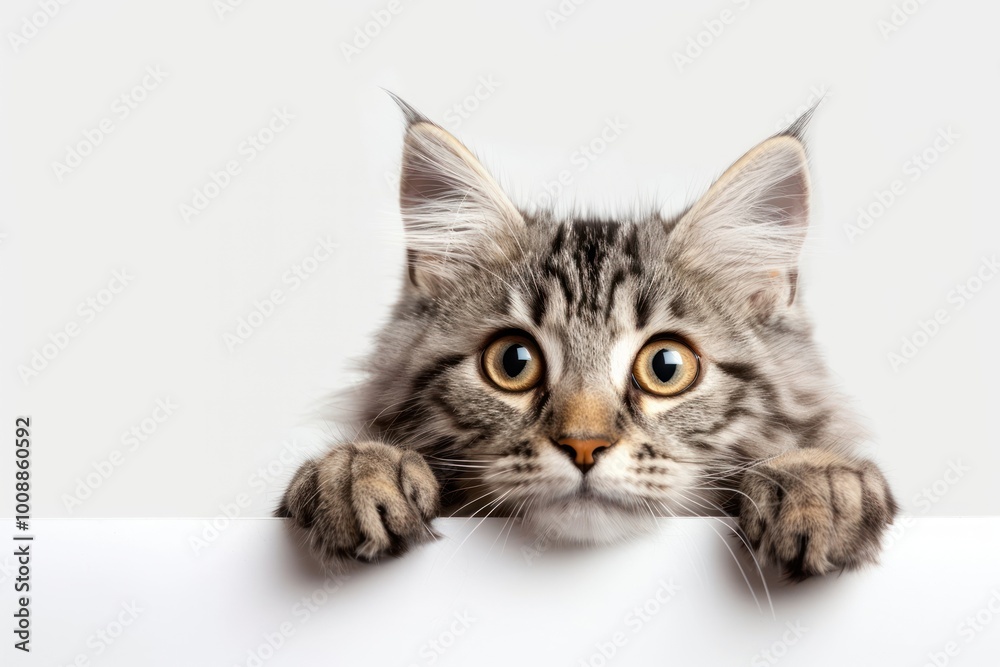 Curious cat peeking over edge Curious cat peeking over edge