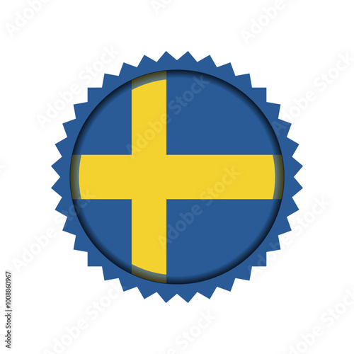 sweden flag badge isolated on white 