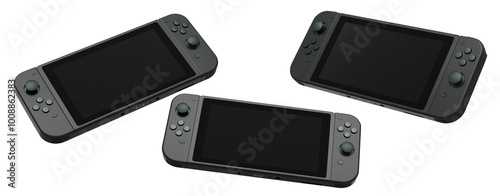 Photography Realistic video game controllers console attached to mobile phone isolated on wh