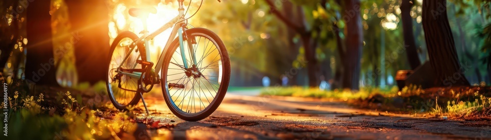Bicycle path through a scenic park, dynamic and inviting, Urban, Soft greens, Photograph, Outdoor activity Bicycle path through a scenic park, dynamic and inviting, Urban, Soft greens, Photograph, Outdoor activity