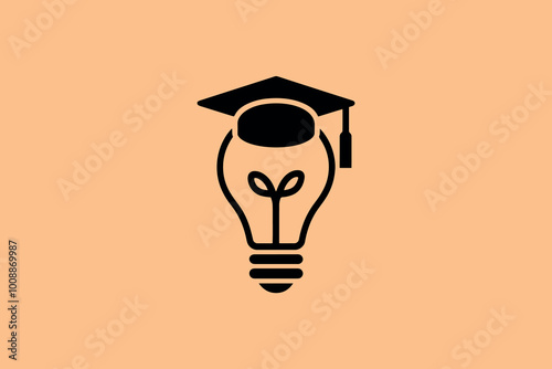 Light bulb with graduation cap, idea, education and graduation concept.