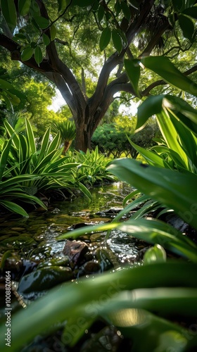 Wallpaper Mural Desert oasis with lush greenery, serene and vibrant, Nature, Soft greens, Photograph, Natural wonder Torontodigital.ca