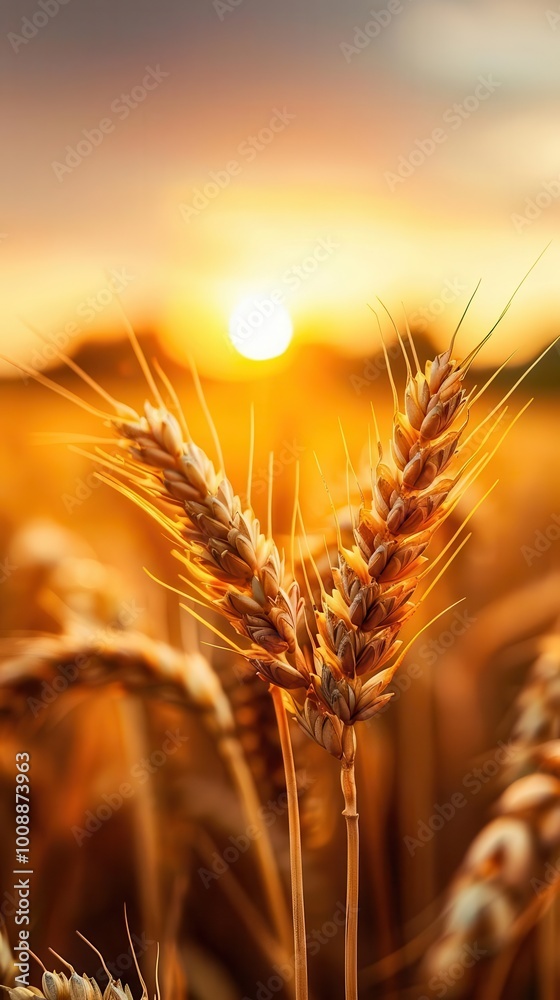 Golden wheat field at sunset, expansive and serene, Rural, Warm tones, Photograph, Agricultural beauty Golden wheat field at sunset, expansive and serene, Rural, Warm tones, Photograph, Agricultural beauty