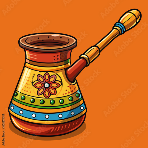 vector illustration of cezve coffee pot