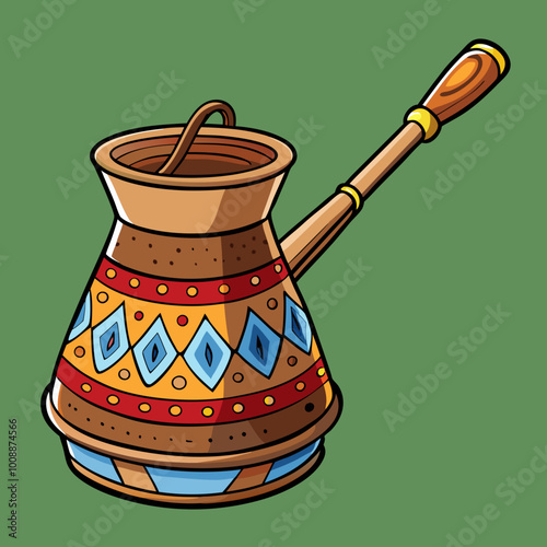 vector illustration of cezve coffee pot