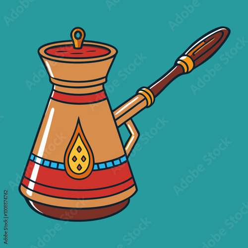 vector illustration of cezve coffee pot