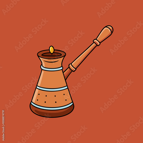 vector illustration of cezve coffee pot