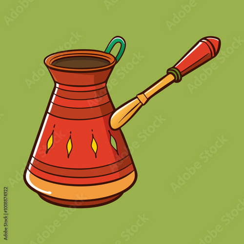 vector illustration of cezve coffee pot