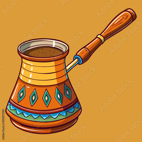 vector illustration of cezve coffee pot