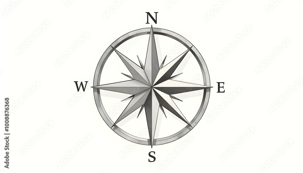 Fototapeta premium Compass Rose with Stylized Points logo icon representing Navigation, travel, consulting