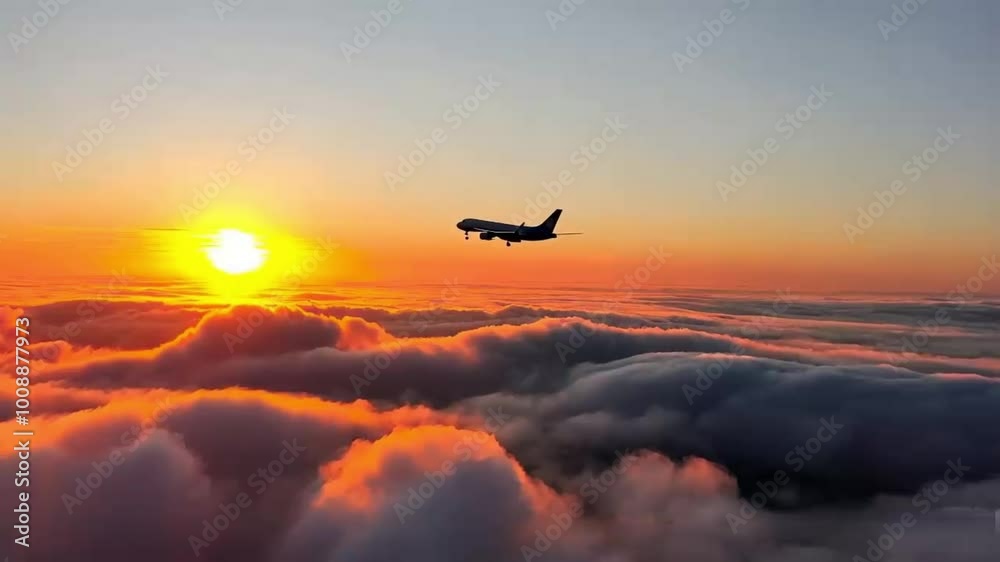 airplane in the sky` over the clouds airplane in the sky` over the clouds