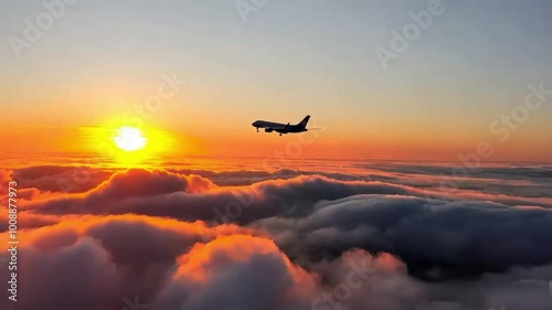 airplane in the sky` over the clouds