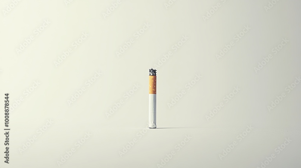 A single cigarette against a plain white backdrop. A single cigarette against a plain white backdrop.