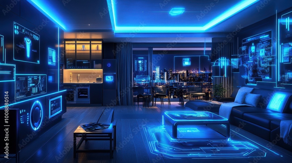 Futuristic Neon-Lit Living Space Futuristic Neon-Lit Living Space