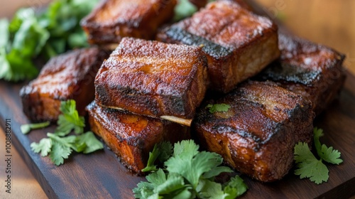 Crispy pork belly is delicious with its crunchy skin and tender meat, mildly salty and perfectly balanced, especially tasty when paired with dipping sauce. 