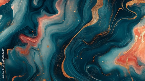 A vibrant abstract image featuring swirling blue, pink, and gold hues that evoke a sense of movement and elegance.