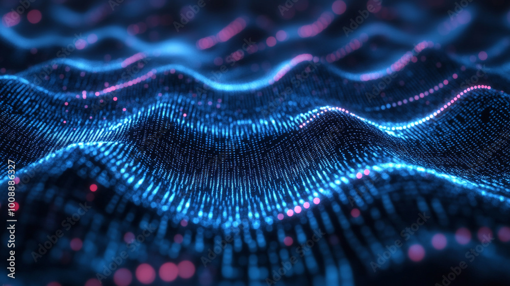 Vibrant blue and pink abstract waves of digital data create a mesmerizing effect Vibrant blue and pink abstract waves of digital data create a mesmerizing effect