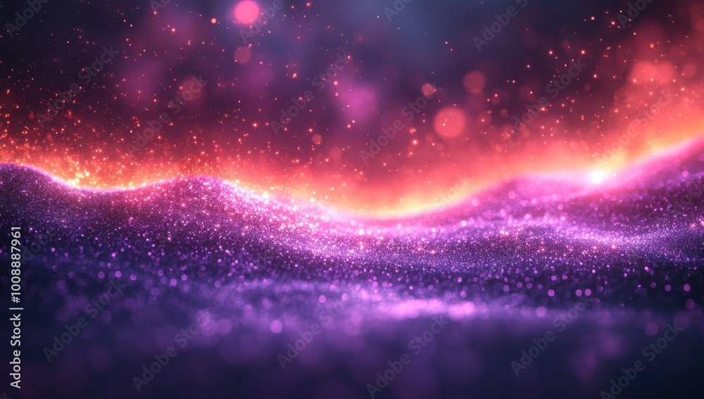 Fototapeta premium Abstract Purple and Red Glowing Particles