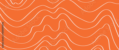 Salmon fillet pattern texture background vector. Abstract salmon meat on orange background with stripes salmon line art. Design illustration for Japanese Restaurant, website, banner, packaging.