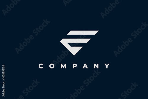 letter e modern triangle logo