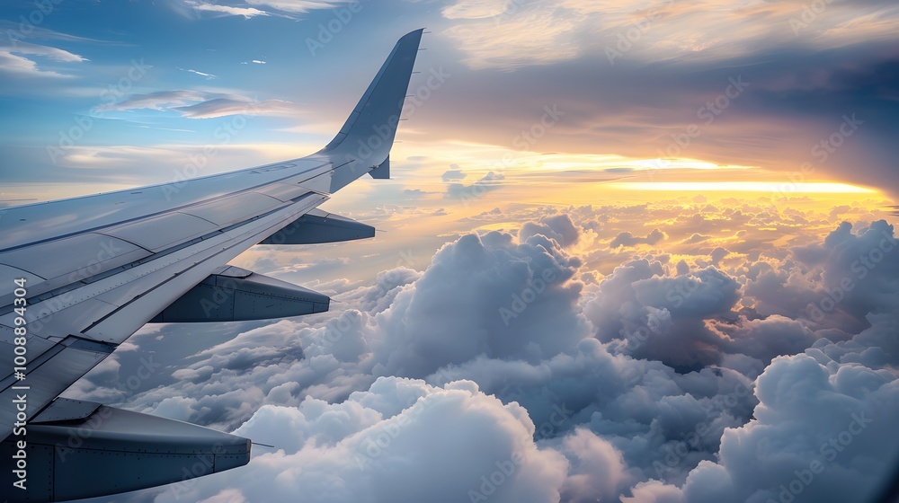 Obraz premium Aerial View of Clouds from an Airplane - Serene Flight Above the Sky