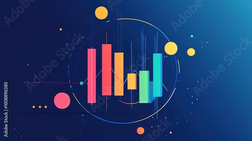 An insightful graphical representation of a backtest analysis showcasing various financial charts, including candlestick patterns, bar graphs, and column charts.  photo