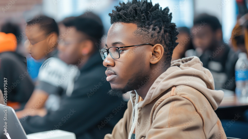A group of students attending an entrepreneurship education workshop, learning key skills for launching and managing a successful startup.