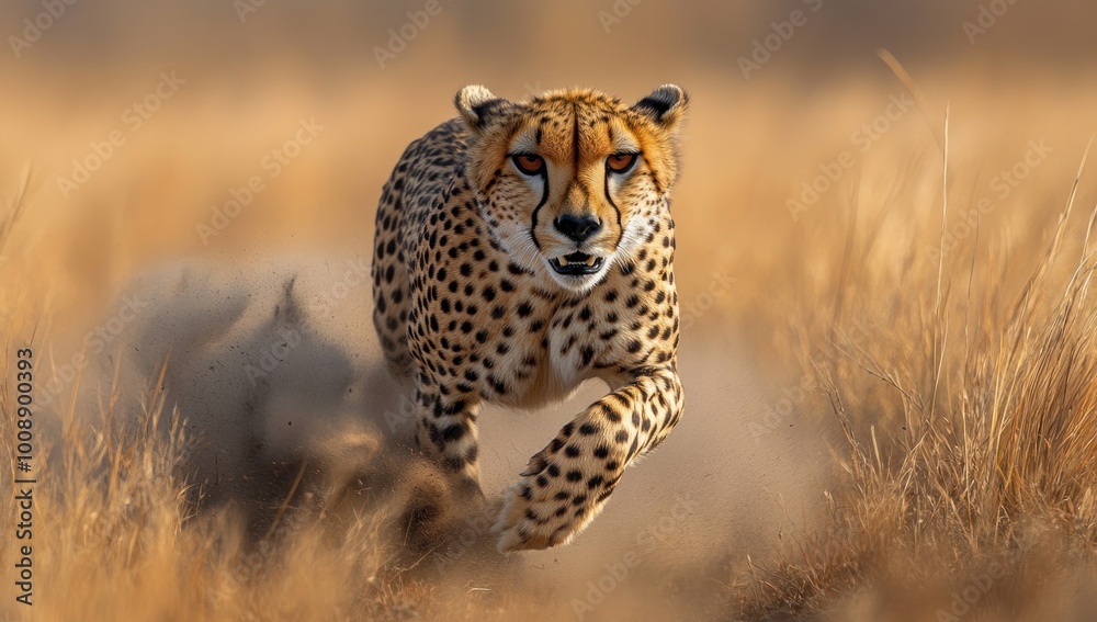 Cheetah Running Through Grass Cheetah Running Through Grass