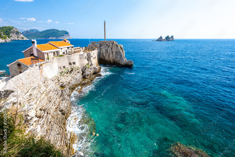 view on old fortress - the symbol of Petrovac na Moru in Montenegro