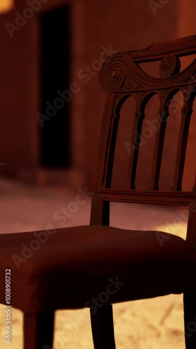 Wallpaper Mural A Rustic Brown Chair on a Stone Floor in an Italian Village Torontodigital.ca