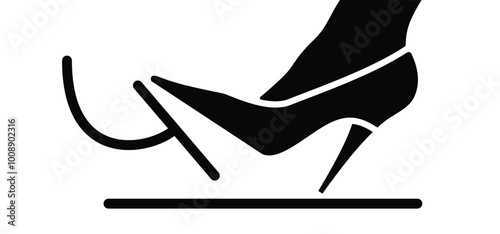 Woman legs in high heels icon. Stop do not gas pedal or brake pedal. Break with foot icon. Cartoon Foot push clutch. Manual transmission car, foot pressing the brake and clutch pedal.