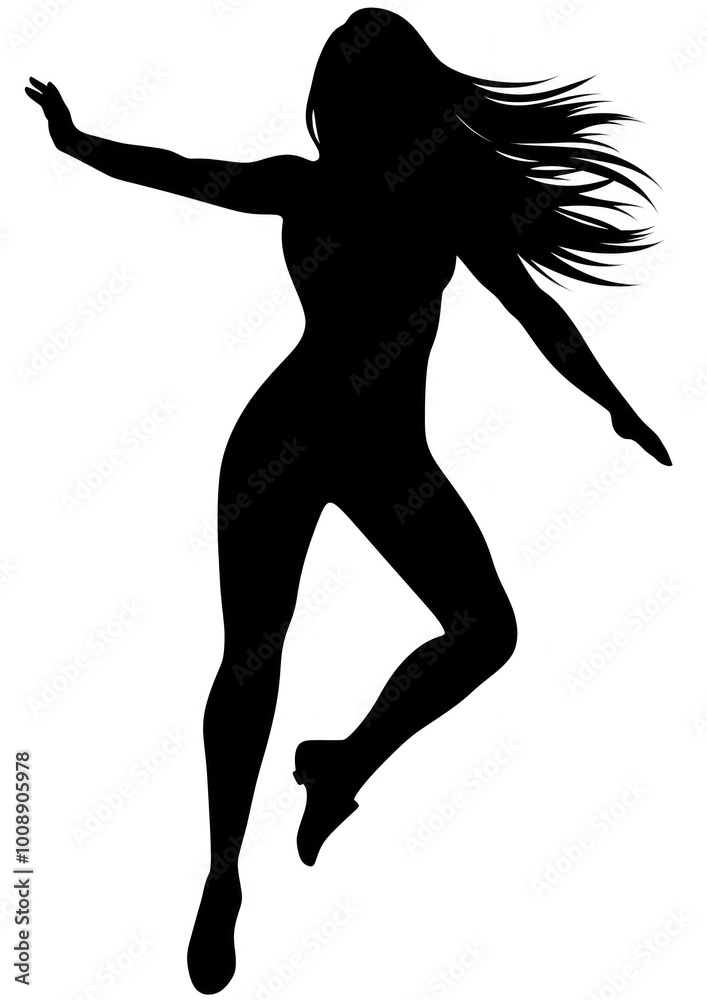 Woman jumping silhouette recreation dancing. Woman jumping silhouette recreation dancing.