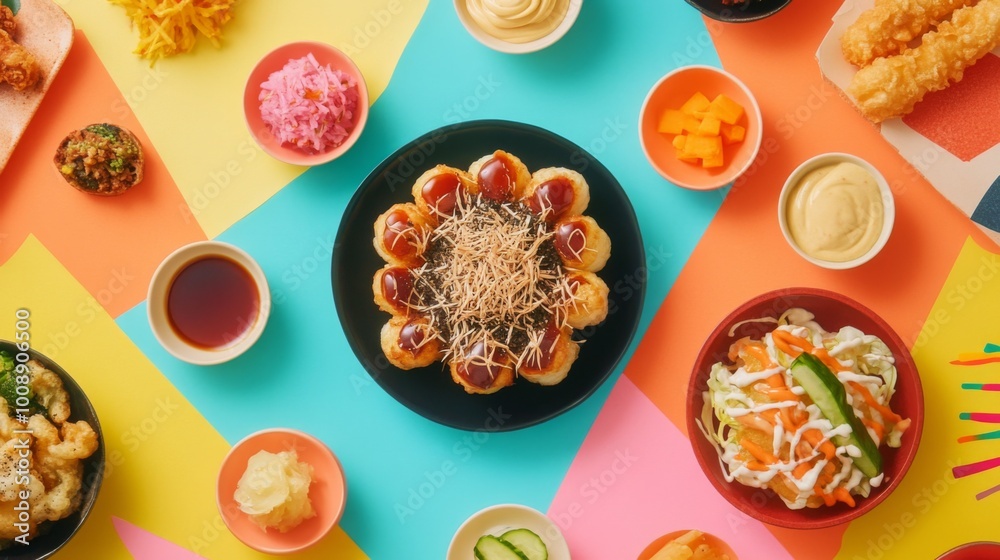 Colorful Variety of Delicious Asian Cuisine Spread Colorful Variety of Delicious Asian Cuisine Spread