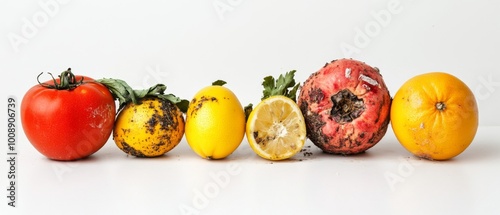 Close-Up View of Spoiled Fruits and Vegetables photo