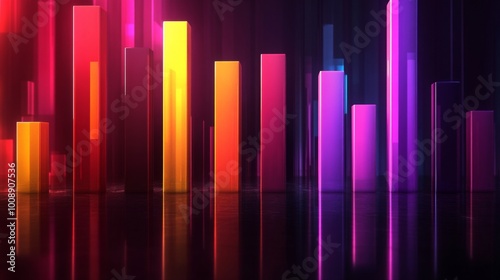 Colorful Abstract Bar Chart with Reflections